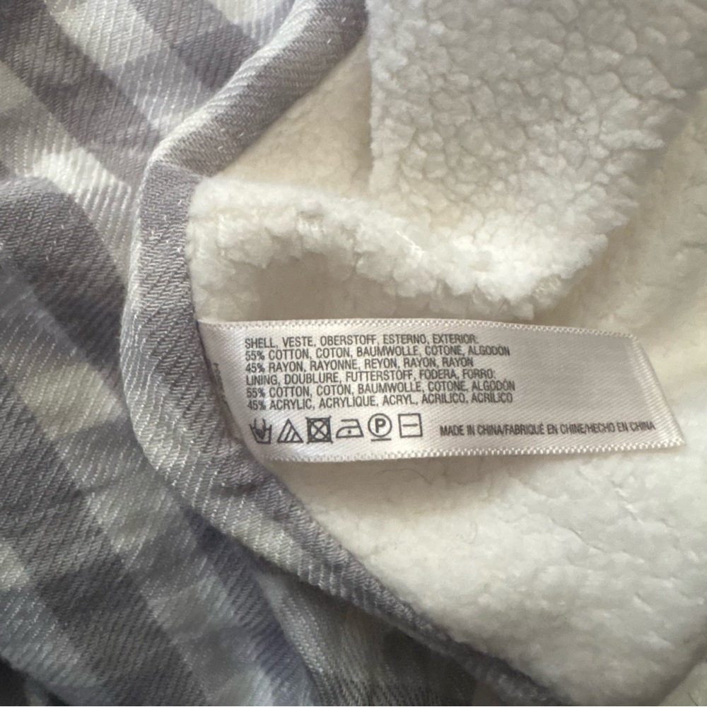 Anthropologie Grey Gingham Fleece Robe Size Medium - Picture 6 of 7